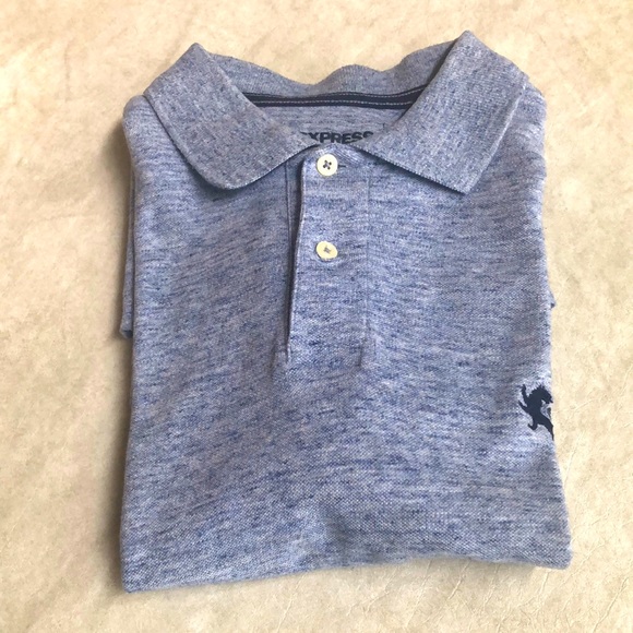 Express Men's 100% Cotton Light Blue Pique Polo Short Sleeves Shirt Size M - Picture 9 of 11